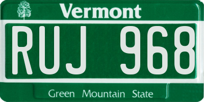 VT license plate RUJ968