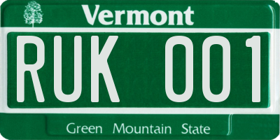 VT license plate RUK001