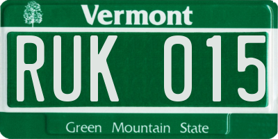 VT license plate RUK015