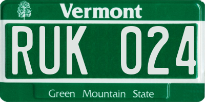 VT license plate RUK024