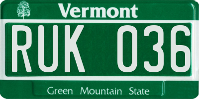 VT license plate RUK036