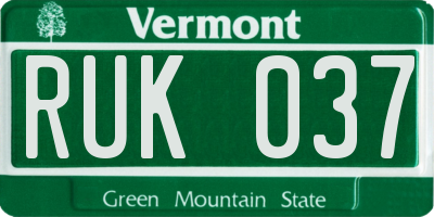 VT license plate RUK037