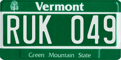 VT license plate RUK049