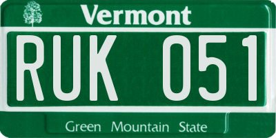 VT license plate RUK051