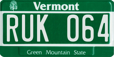 VT license plate RUK064