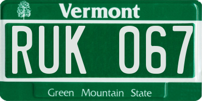 VT license plate RUK067