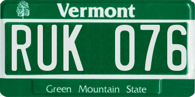 VT license plate RUK076