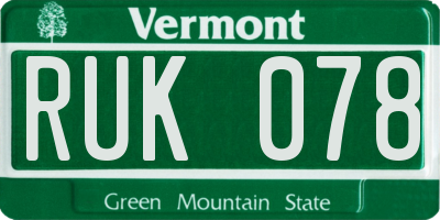 VT license plate RUK078