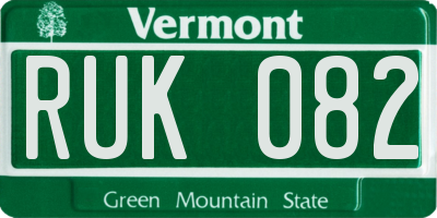 VT license plate RUK082