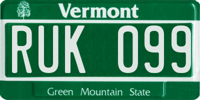 VT license plate RUK099