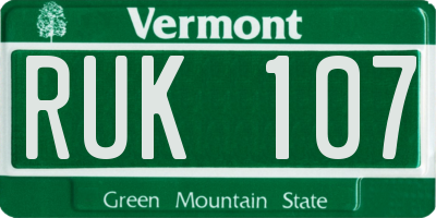 VT license plate RUK107