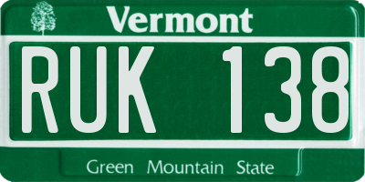 VT license plate RUK138