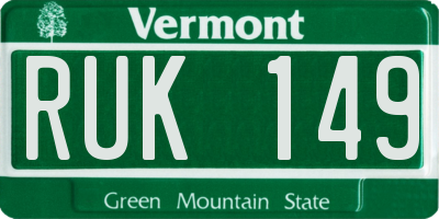 VT license plate RUK149