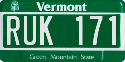 VT license plate RUK171