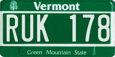 VT license plate RUK178