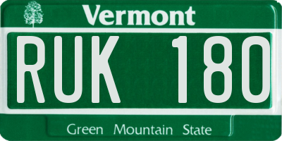 VT license plate RUK180