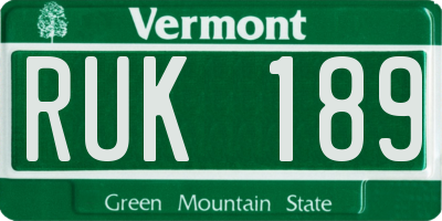 VT license plate RUK189