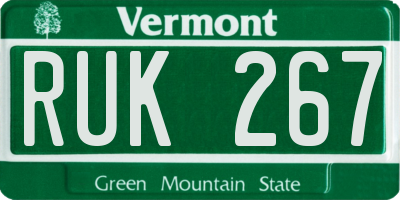 VT license plate RUK267