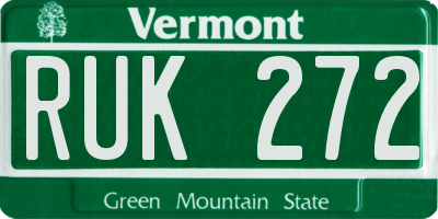 VT license plate RUK272