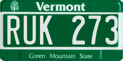 VT license plate RUK273