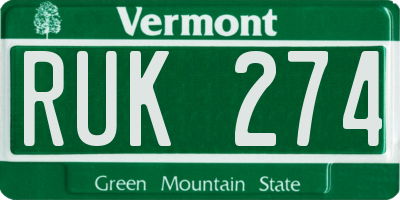 VT license plate RUK274