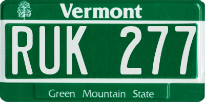 VT license plate RUK277