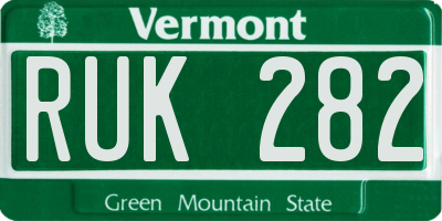 VT license plate RUK282