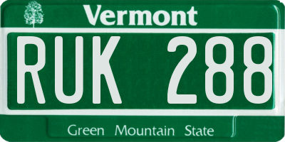 VT license plate RUK288