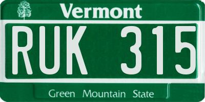 VT license plate RUK315