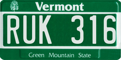 VT license plate RUK316