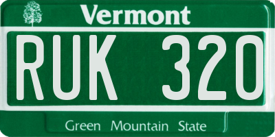 VT license plate RUK320
