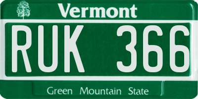 VT license plate RUK366