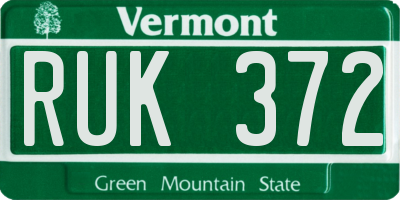 VT license plate RUK372