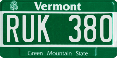 VT license plate RUK380