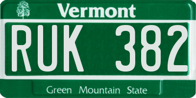 VT license plate RUK382