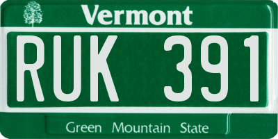 VT license plate RUK391