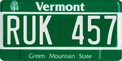 VT license plate RUK457