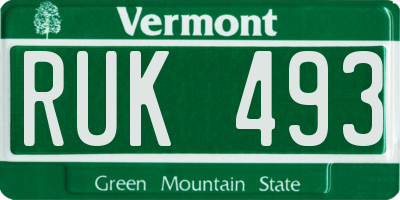 VT license plate RUK493