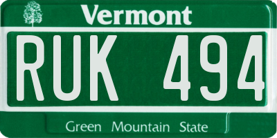 VT license plate RUK494