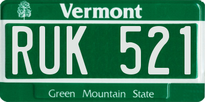 VT license plate RUK521