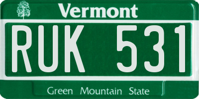 VT license plate RUK531