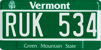VT license plate RUK534