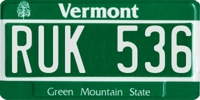VT license plate RUK536