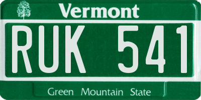 VT license plate RUK541
