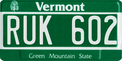 VT license plate RUK602