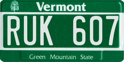 VT license plate RUK607
