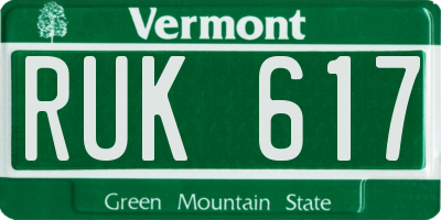 VT license plate RUK617