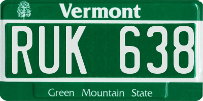 VT license plate RUK638