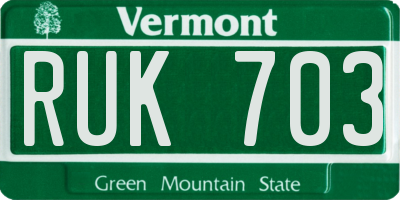 VT license plate RUK703