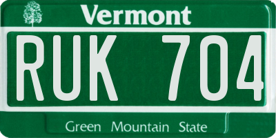 VT license plate RUK704